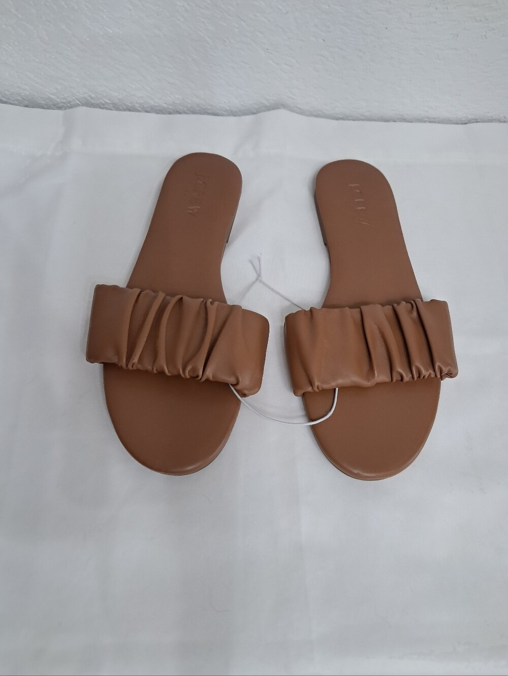 J.Crew New Pacific Scrunchie Menorca Slide Sandals Brown Sz 6.5 Beachy Boho